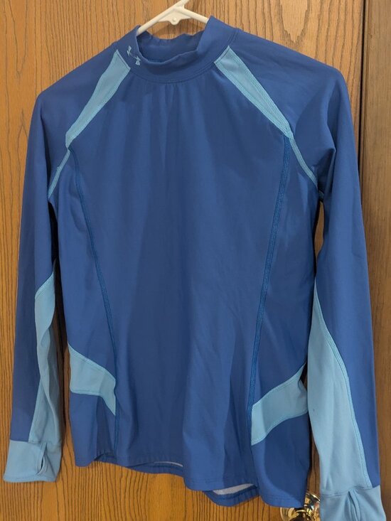 Under Armour Blue Mock Neck Fitted Compression Base Layer Shirt-Size LG - Picture 1 of 6